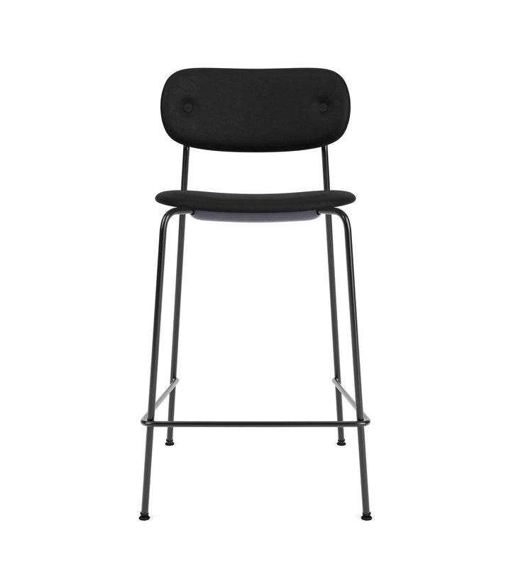 Co Counter Chair - Fully Upholstered - Audo Copenhagen - Chairs - Black Steel/ Sierra Leather 1001 (Black) - HORNE