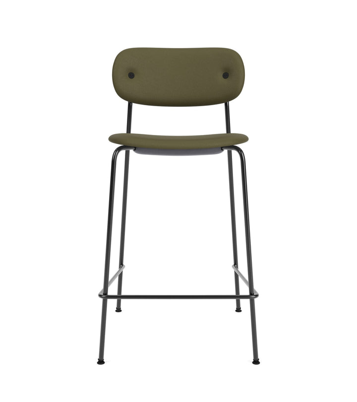 Co Counter Chair - Fully Upholstered - Audo Copenhagen - Chairs - Black Steel/ Sierra Leather 0441 (Army) - HORNE