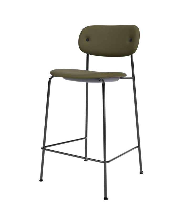 Co Counter Chair - Fully Upholstered - Audo Copenhagen - Chairs - Black Steel/ Sierra Leather 0441 (Army) - HORNE