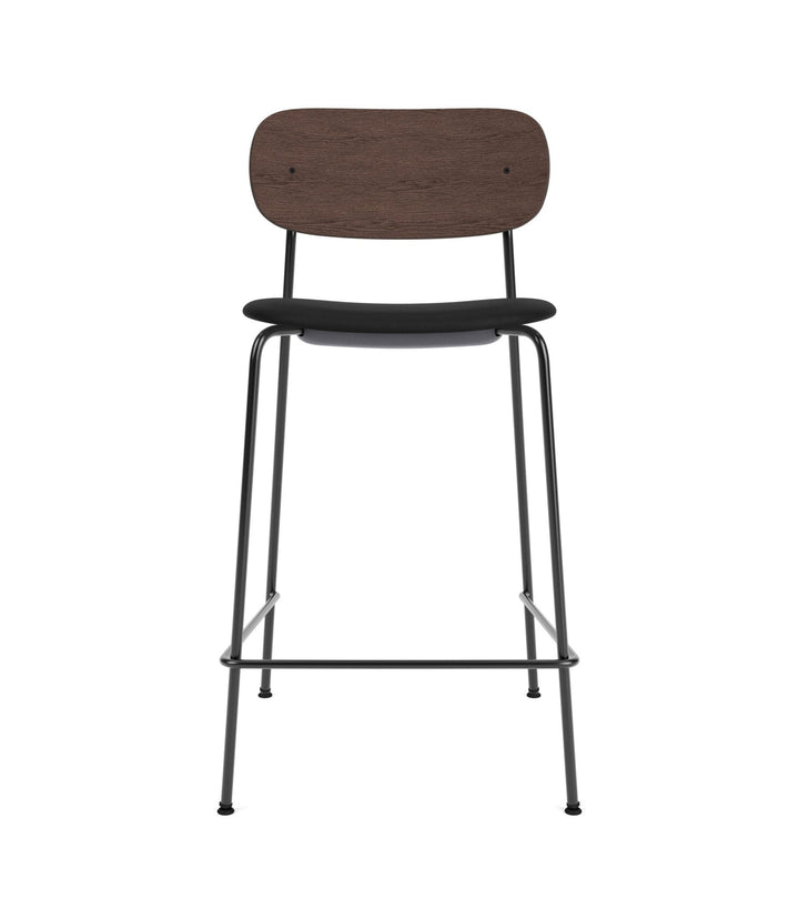Co Counter Chair - Upholstered Seat - Audo Copenhagen - Chairs - Dark Stained Oak/ Sierra Leather 1001 (Black) - HORNE