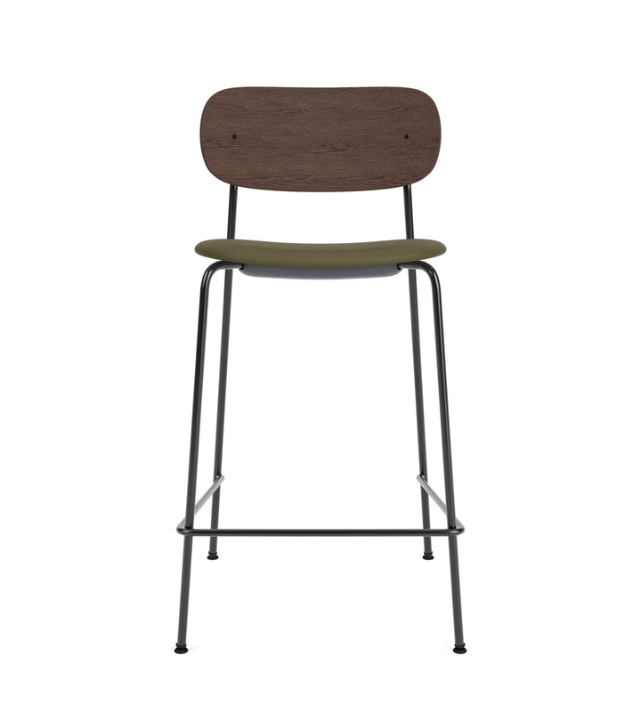 Co Counter Chair - Upholstered Seat - Audo Copenhagen - Chairs - Dark Stained Oak/ Sierra Leather 0441 (Army) - HORNE