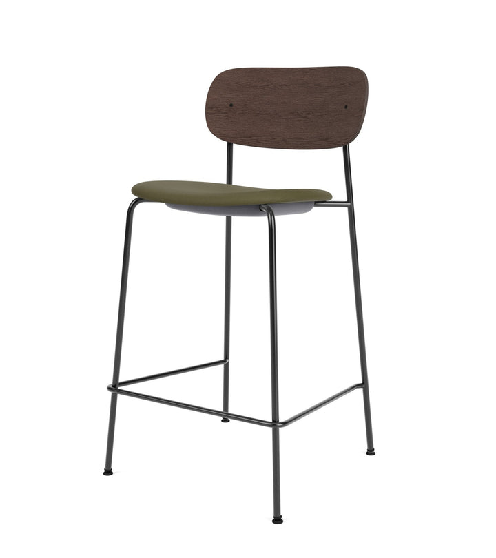 Co Counter Chair - Upholstered Seat - Audo Copenhagen - Chairs - Dark Stained Oak/ Sierra Leather 0441 (Army) - HORNE