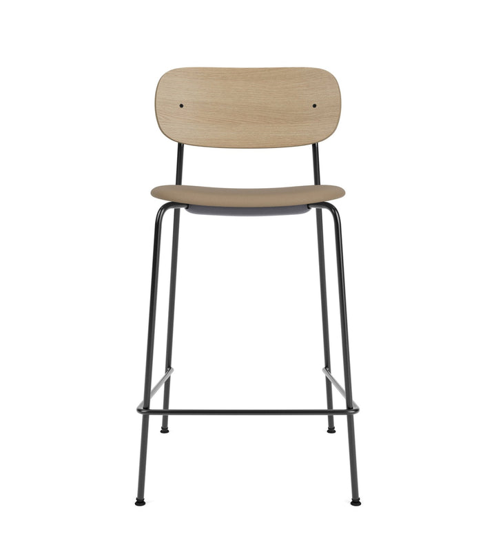 Co Counter Chair - Upholstered Seat - Audo Copenhagen - Chairs - Natural Oak/ Sierra Leather 1611 (Stone) - HORNE