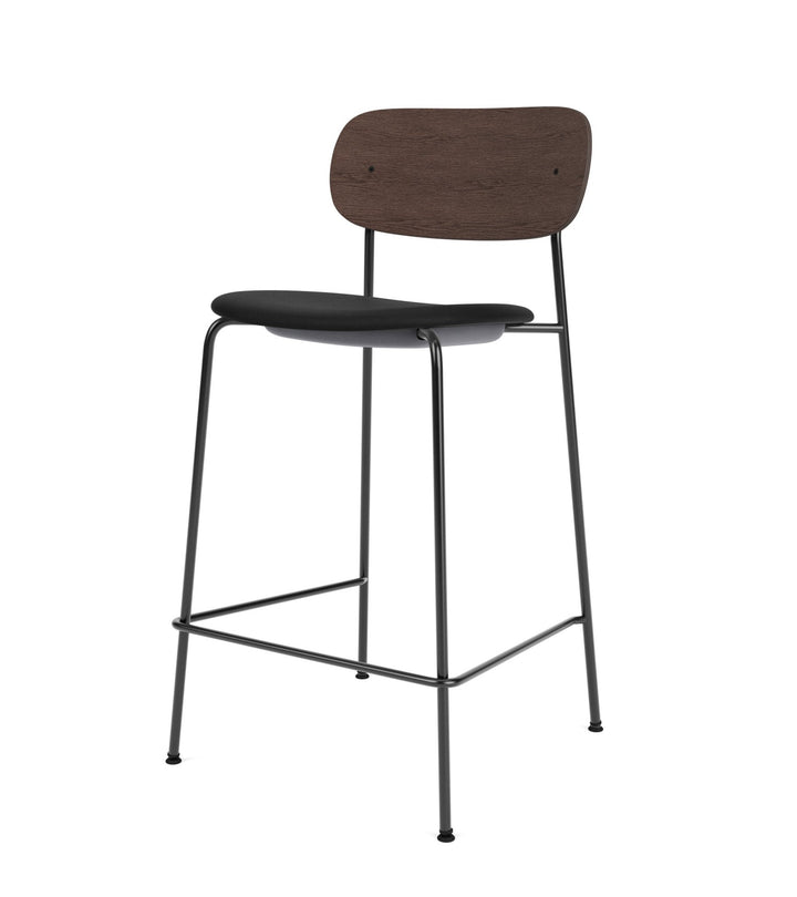 Co Counter Chair - Upholstered Seat - Audo Copenhagen - Chairs - Dark Stained Oak/ Sierra Leather 1001 (Black) - HORNE