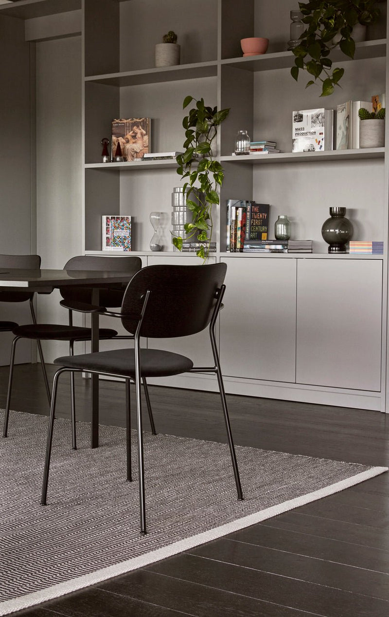 Co Dining Chair - Partially Upholstered - No Armrests - Audo Copenhagen - Chairs - Black Frame/ Black Oak Back/ Re - wool 0198 (Black) - HORNE