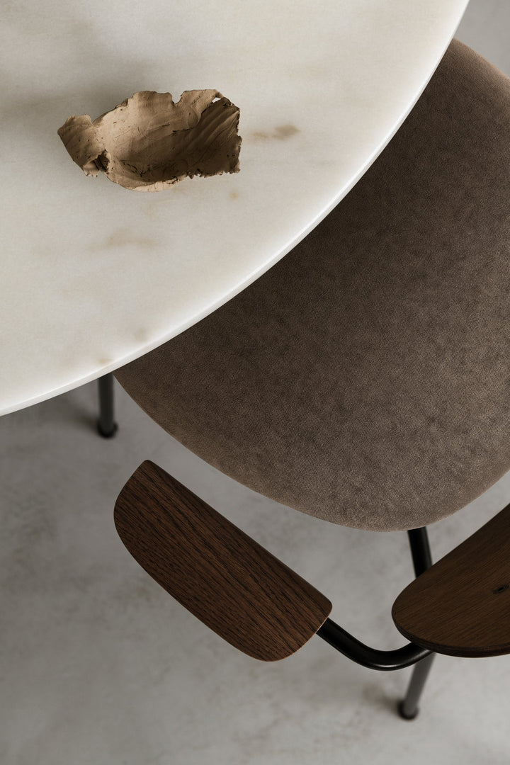 Co Dining Chair - Partially Upholstered - w/Armrests - Audo Copenhagen - Chairs - Chrome Frame/ Natural Oak/ Audo Boucle 02 (Beige) - HORNE