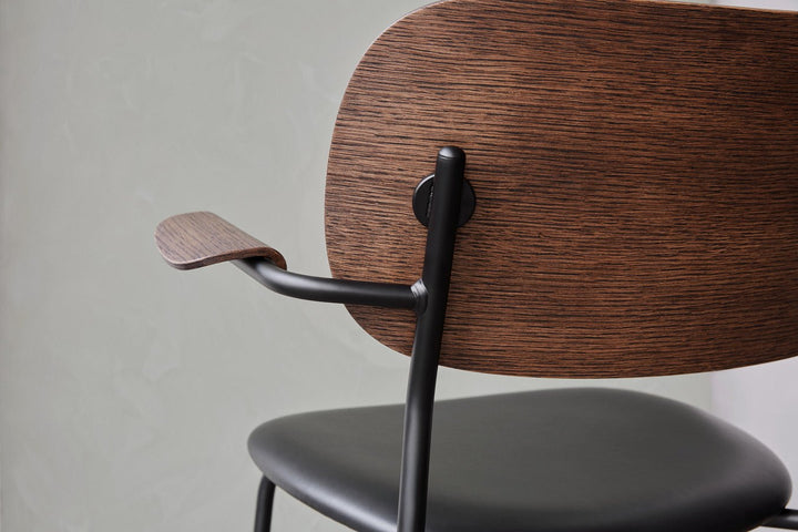 Co Dining Chair - Partially Upholstered - w/Armrests - Audo Copenhagen - Chairs - Chrome Frame/ Natural Oak/ Audo Boucle 02 (Beige) - HORNE