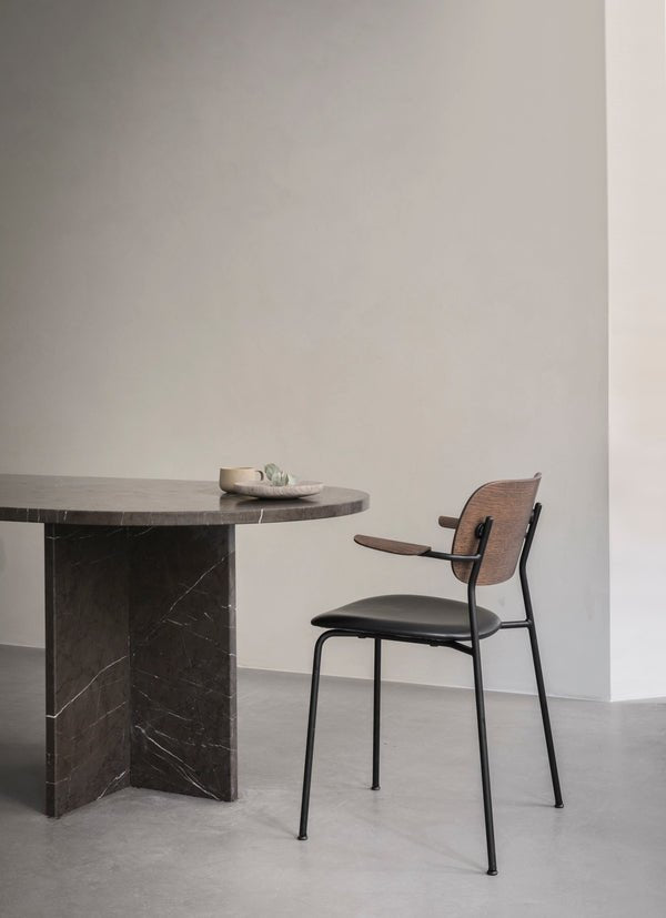 Co Dining Chair - Partially Upholstered - w/Armrests - Audo Copenhagen - Chairs - Chrome Frame/ Natural Oak/ Audo Boucle 02 (Beige) - HORNE