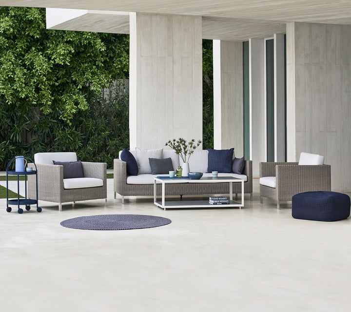 Connect 3 - Seater Sofa - Cane Line - Outdoor Furniture - Black - Grey Cushion Set - HORNE