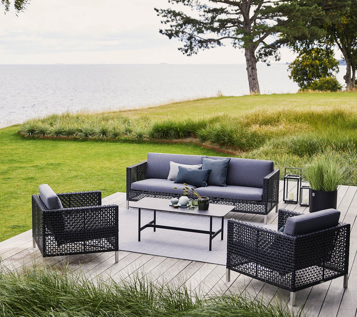 Connect 3 - Seater Sofa - Cane Line - Outdoor Furniture - Black - Grey Cushion Set - HORNE