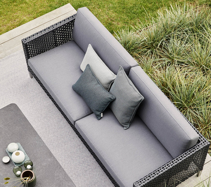 Connect 3 - Seater Sofa - Cane Line - Outdoor Furniture - Black - Grey Cushion Set - HORNE