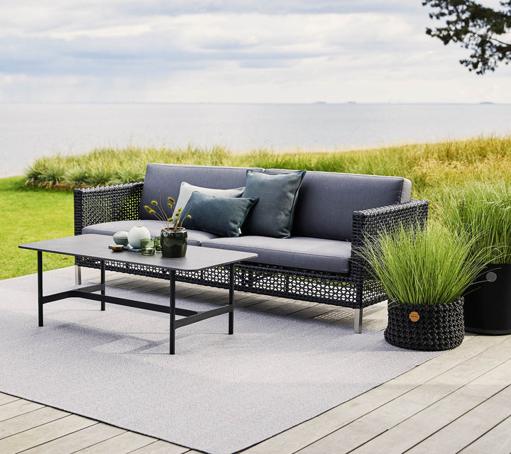 Connect 3 - Seater Sofa - Cane Line - Outdoor Furniture - Black - Grey Cushion Set - HORNE
