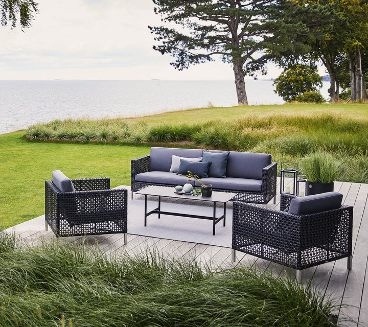 Connect Lounge Chair - Cane Line - Outdoor Furniture - Black - Grey Cushion Set - HORNE