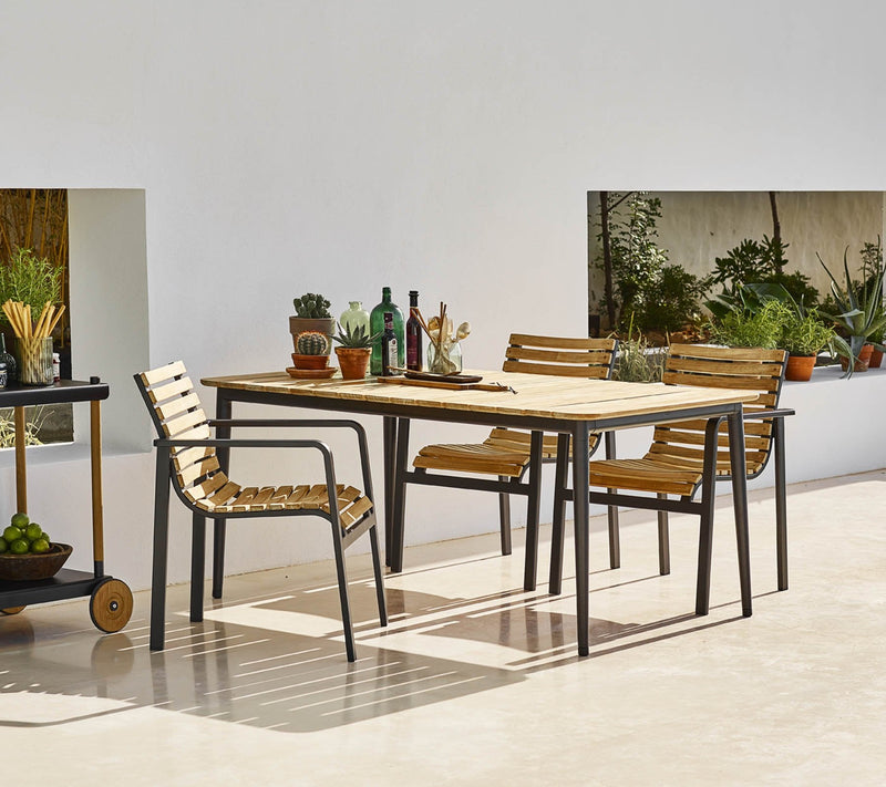 Core Table - Cane Line - Outdoor Furniture - Small - Lava Grey & Teak - HORNE