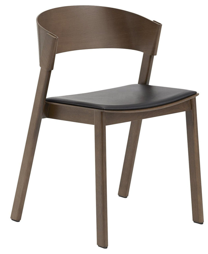 Cover Side Chair - Muuto - Chairs - Refine Leather Black/Stained Dark Brown - HORNE
