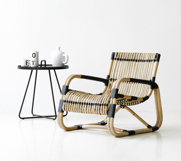 Curve Indoor Lounge Chair - Cane Line - Chairs - Natural w/ Black Bindings - HORNE