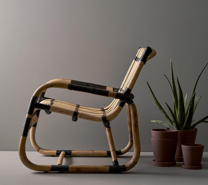 Curve Indoor Lounge Chair - Cane Line - Chairs - Natural w/ Black Bindings - HORNE