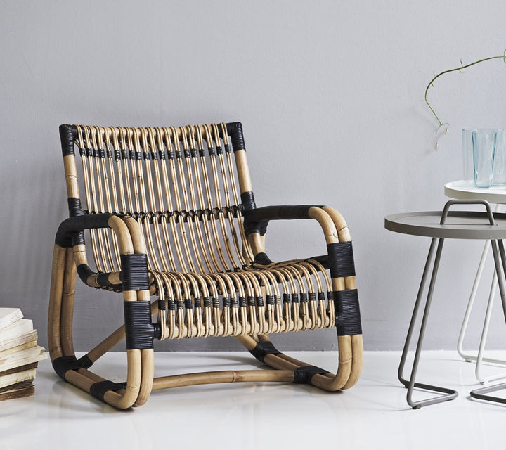 Curve Indoor Lounge Chair - Cane Line - Chairs - Natural w/ Black Bindings - HORNE