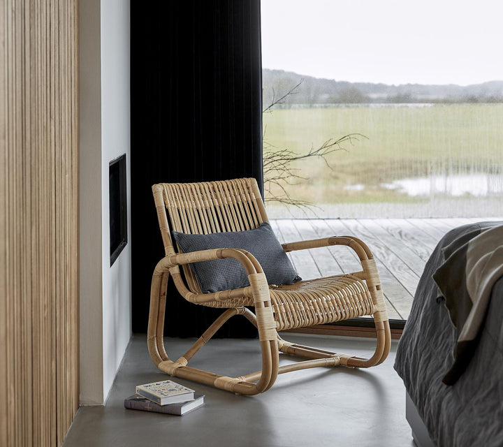 Curve Indoor Lounge Chair - Cane Line - Chairs - Natural w/ Black Bindings - HORNE