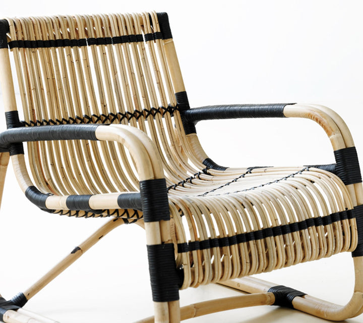 Curve Indoor Lounge Chair - Cane Line - Chairs - Natural w/ Black Bindings - HORNE