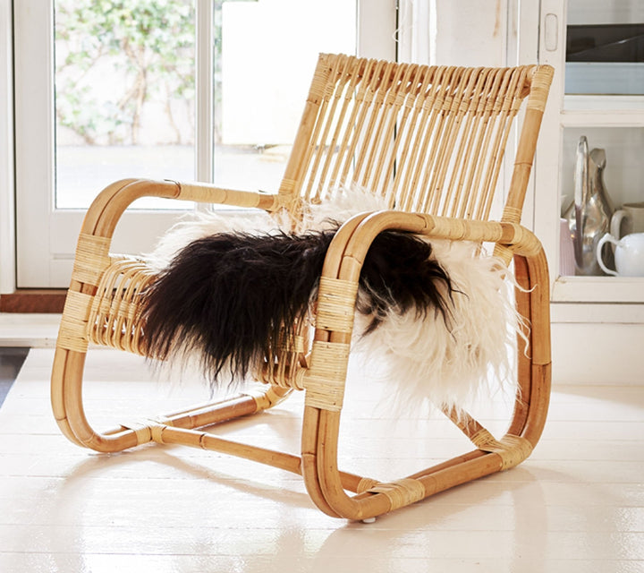 Curve Indoor Lounge Chair - Cane Line - Chairs - Natural w/ Black Bindings - HORNE