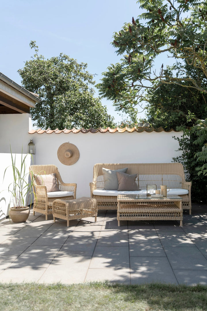 Dawn 3 - Seater Sofa - Exterior - Sika Design - Outdoor Furniture - Natural - Tempotest Canvas White - HORNE