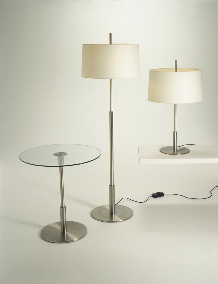 Diana Menor Table Lamp - Santa & Cole - Table + Task - Satin Nickel - White Linen - HORNE