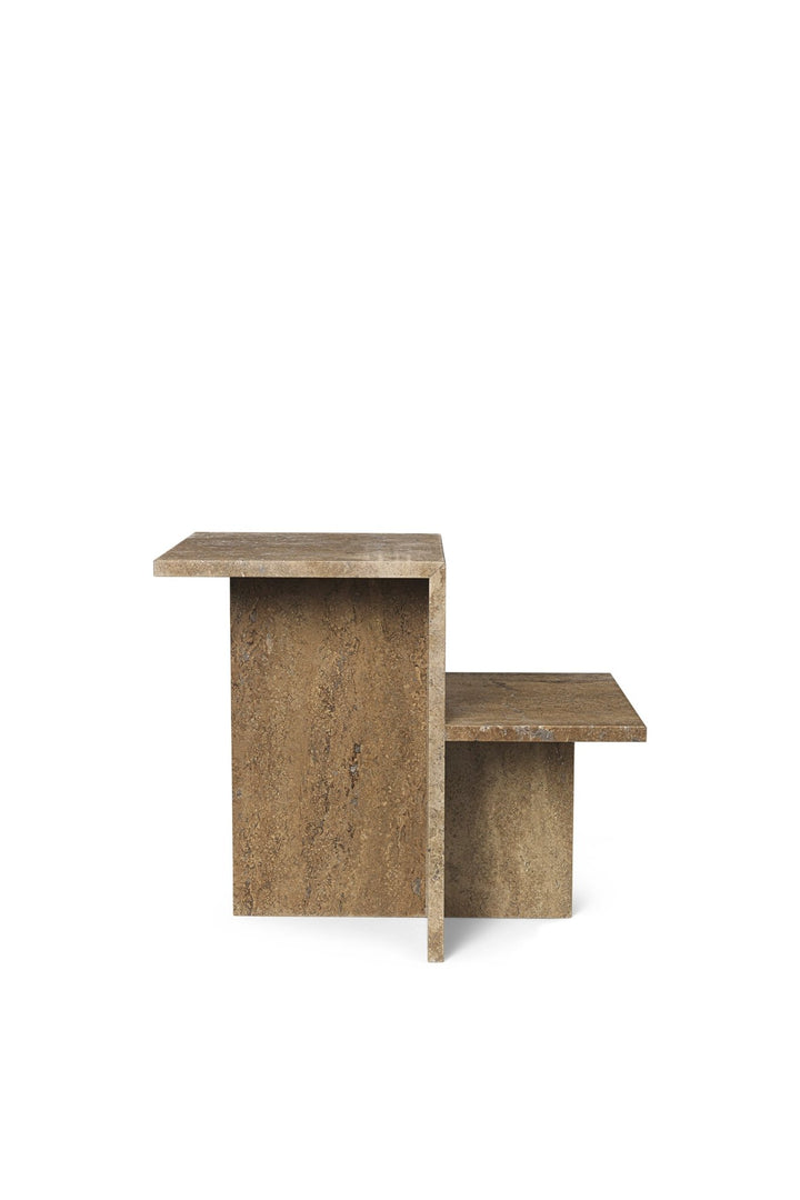 Distinct Side Table - Ferm Living  Side Tables  - Dark Brown Travertine - HORNE