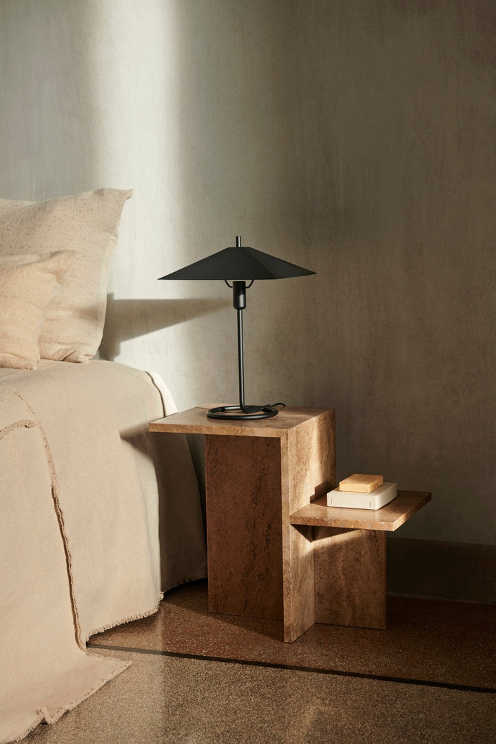 Distinct Side Table - Ferm Living - Tables + Desks - Dark Brown Travertine - HORNE