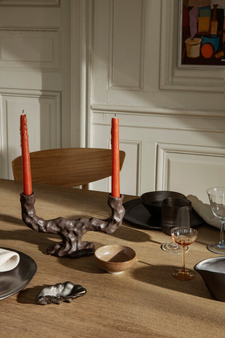 Dito Candle Holder - Double - Ferm Living - Candle Holders - Dark Brown - HORNE