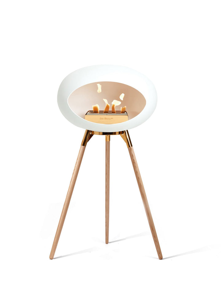 Dome - Ground High - Le Feu - Fire Pits + Grills - White Dome - Rose Gold Bowl - Soap Treated Oak Legs - HORNE