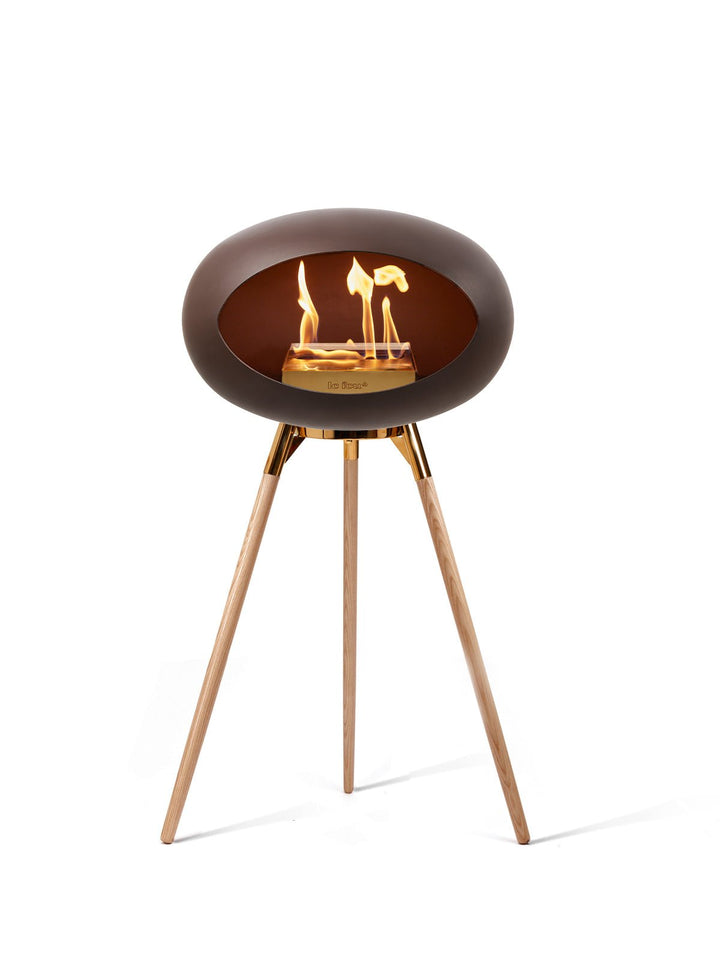 Dome - Ground High - Le Feu - Fire Pits + Grills - Mocca Dome - Rose Gold Bowl - Soap Treated Oak Legs - HORNE