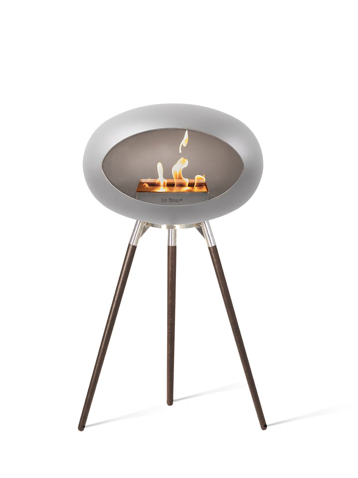 Dome - Ground High - Le Feu - Fire Pits + Grills - Nickel Dome - Polished Steel Bowl - Smoked Oak Legs - HORNE