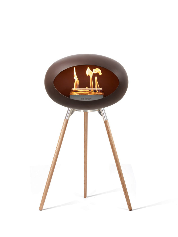 Dome - Ground High - Le Feu - Fire Pits + Grills - Mocca Dome - Polished Steel Bowl - Soap Treated Oak Legs - HORNE