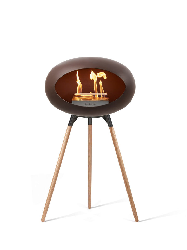 Dome - Ground High - Le Feu - Fire Pits + Grills - Mocca Dome - Black Bowl - Soap Treated Oak Legs - HORNE