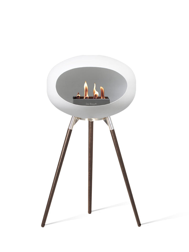 Dome - Ground High - Le Feu - Fire Pits + Grills - White Dome - Polished Steel Bowl - Smoked Oak Legs - HORNE