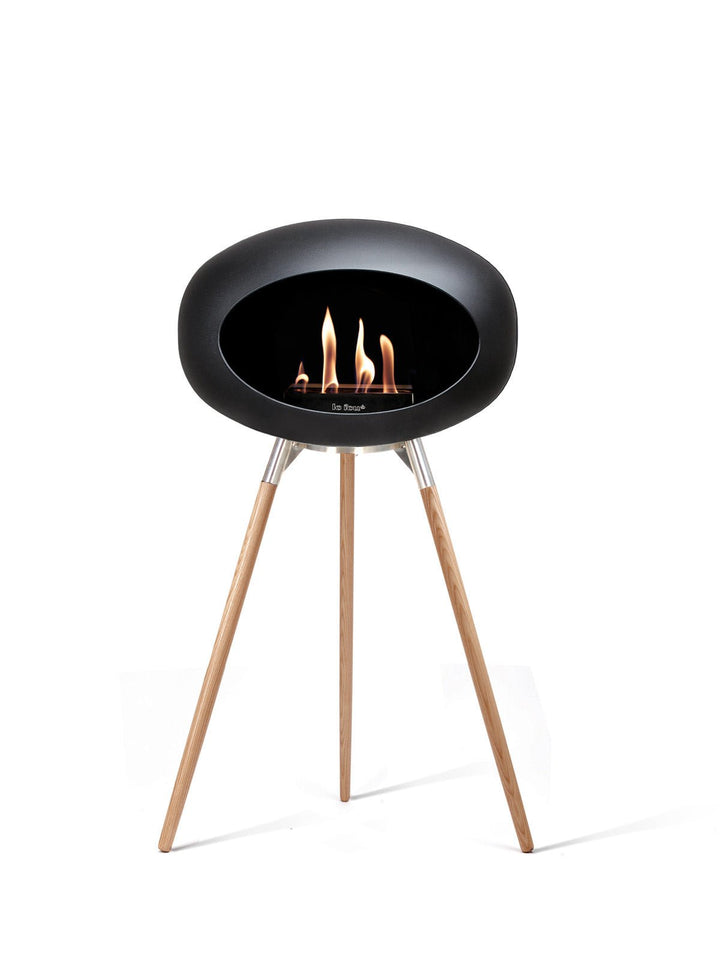Dome - Ground High - Le Feu - Fire Pits + Grills - Black Dome - Polished Steel Bowl - Soap Treated Oak Legs - HORNE