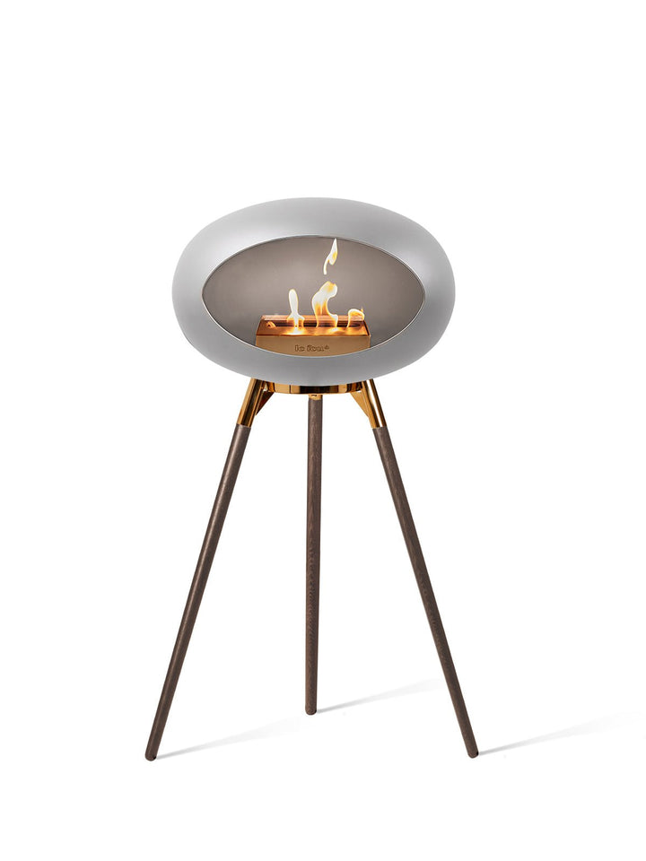 Dome - Ground High - Le Feu - Fire Pits + Grills - Nickel Dome - Rose Gold Bowl - Smoked Oak Legs - HORNE
