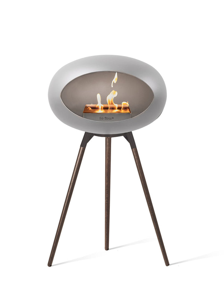 Dome - Ground High - Le Feu - Fire Pits + Grills - Nickel Dome - Black Bowl - Smoked Oak Legs - HORNE