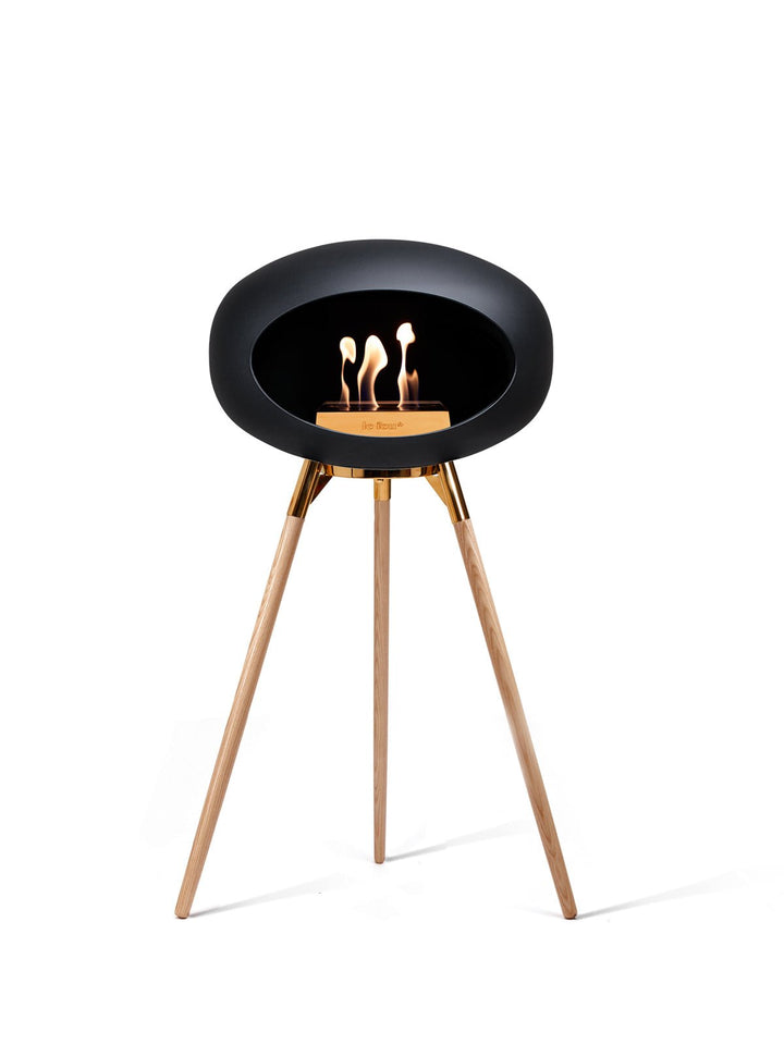 Dome - Ground High - Le Feu - Fire Pits + Grills - Black Dome - Rose Gold Bowl - Soap Treated Oak Legs - HORNE