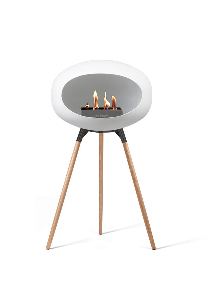 Dome - Ground High - Le Feu - Fire Pits + Grills - White Dome - Black Bowl - Soap Treated Oak Legs - HORNE