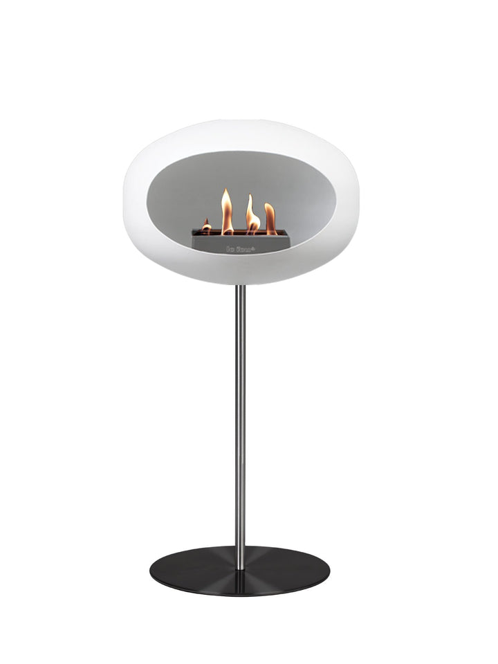 Dome - Steel High - Le Feu - Fire Pits + Grills - White Dome - Polished Steel Pole - Black Plate - HORNE