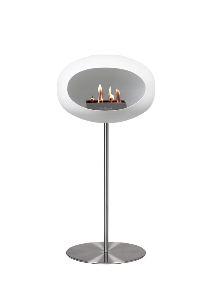 Dome - Steel High - Le Feu - Fire Pits + Grills - White Dome - Polished Steel Pole - Polished Steel Plate - HORNE