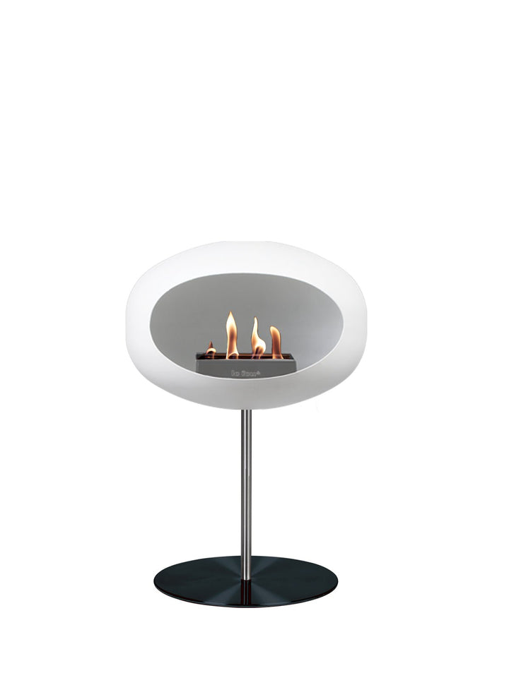 Dome - Steel Low - Le Feu - Fire Pits + Grills - White Dome - Polished Steel Pole - Black Plate - HORNE
