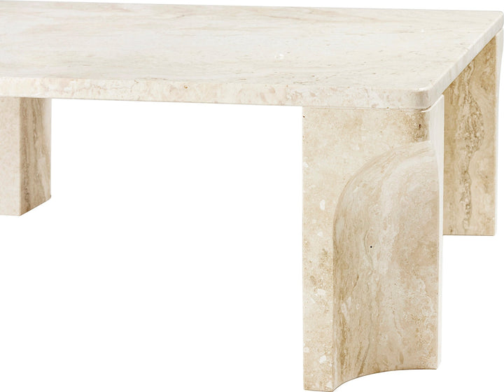 Doric Coffee Table - Gubi - Tables - Square - Neutral White Travertine - HORNE