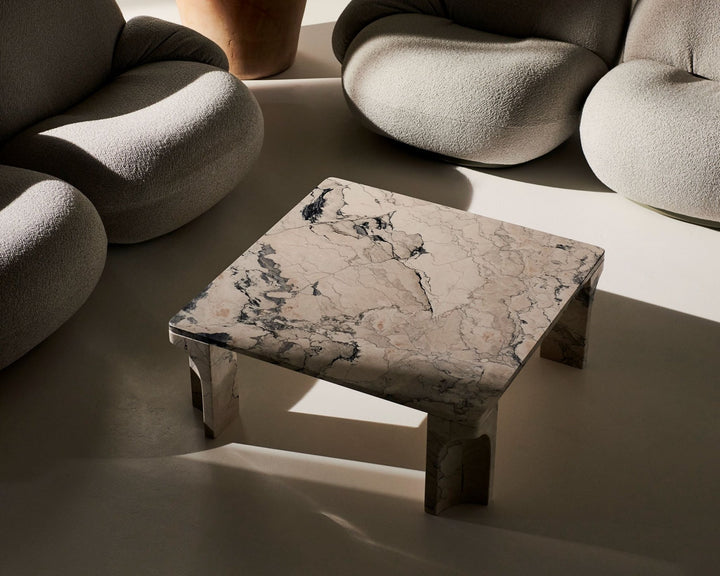 Doric Coffee Table - Gubi - Tables - Rectangular - Neutral White Travertine - HORNE