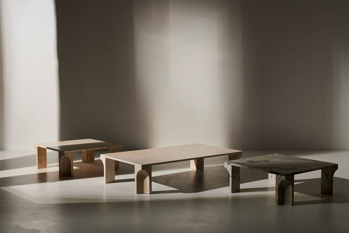 Doric Coffee Table - Gubi - Tables - Rectangular - Neutral White Travertine - HORNE