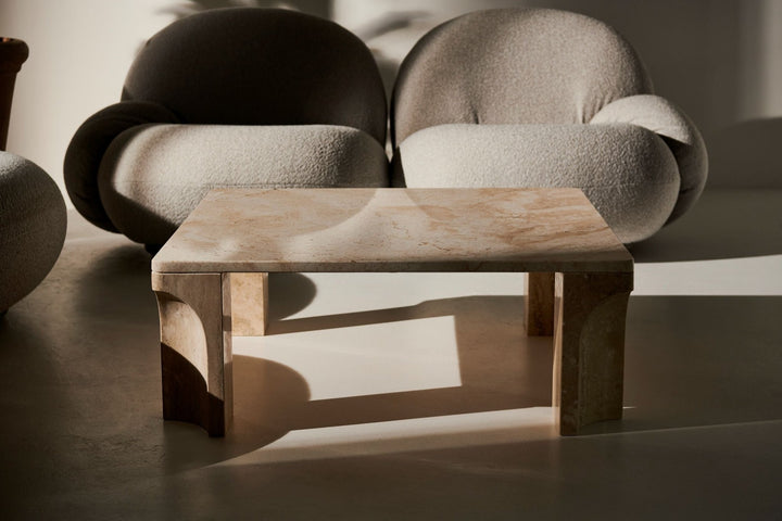 Doric Coffee Table - Gubi - Tables - Rectangular - Neutral White Travertine - HORNE