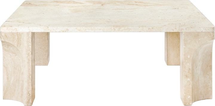 Doric Coffee Table - Gubi - Tables - Square - Neutral White Travertine - HORNE