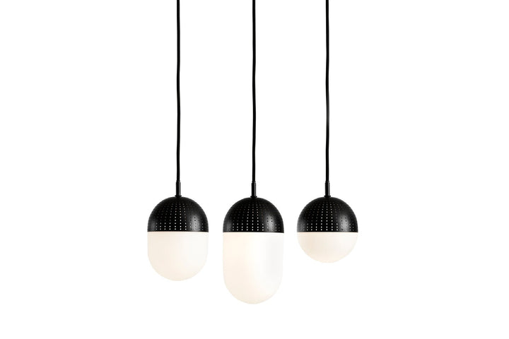 Dot Pendant - Woud - Pendants - Large - Black Painted Metal + Opal Glass Shade - HORNE